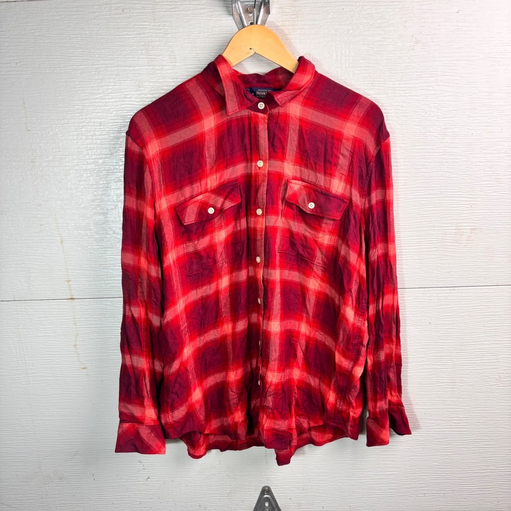 GAP x Pendleton Red Plaid Boyfriend Shirt XL Rayon Cabincore